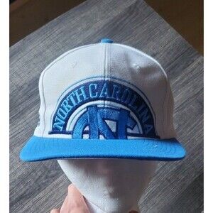 Vintage North Carolina College Tar Heels APEX ONE Snapback White Light Blue Hat
